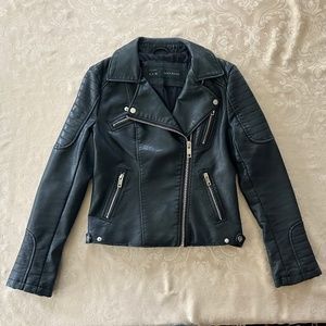 Zara Leather Biker Jacket,  Black, Size M